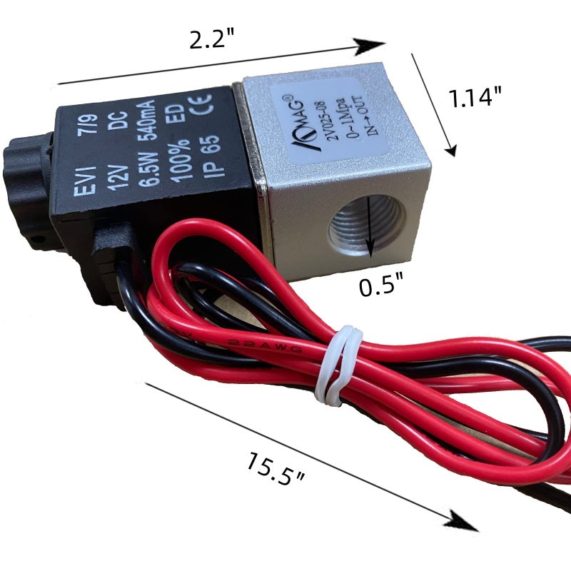 AOMAG 1/4inch DC 12V 2 Way Normally Closed Electric Solenoid Air Valve - Image 4